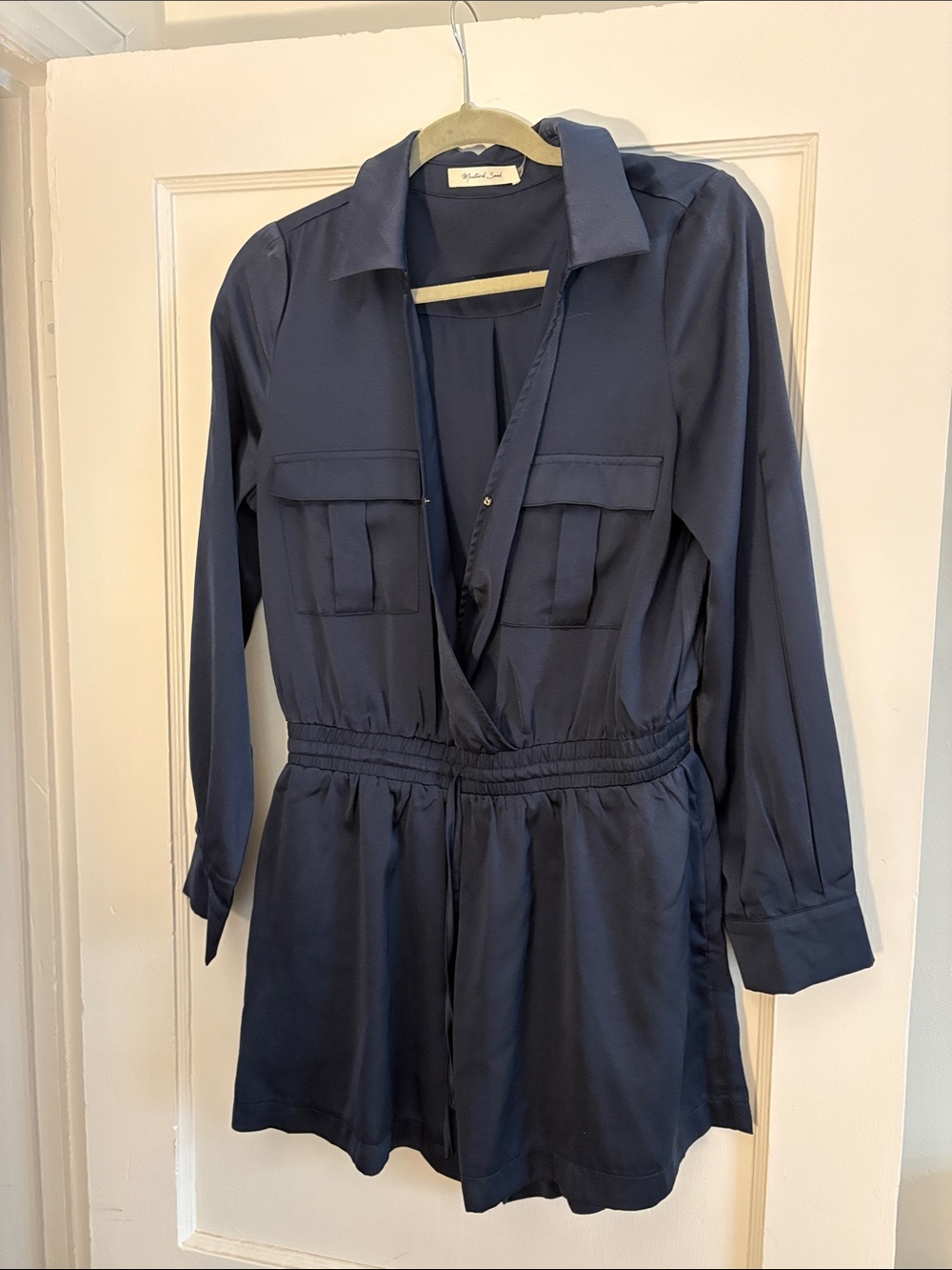 Mustard Seed Navy Blue Long-Sleeve Romper